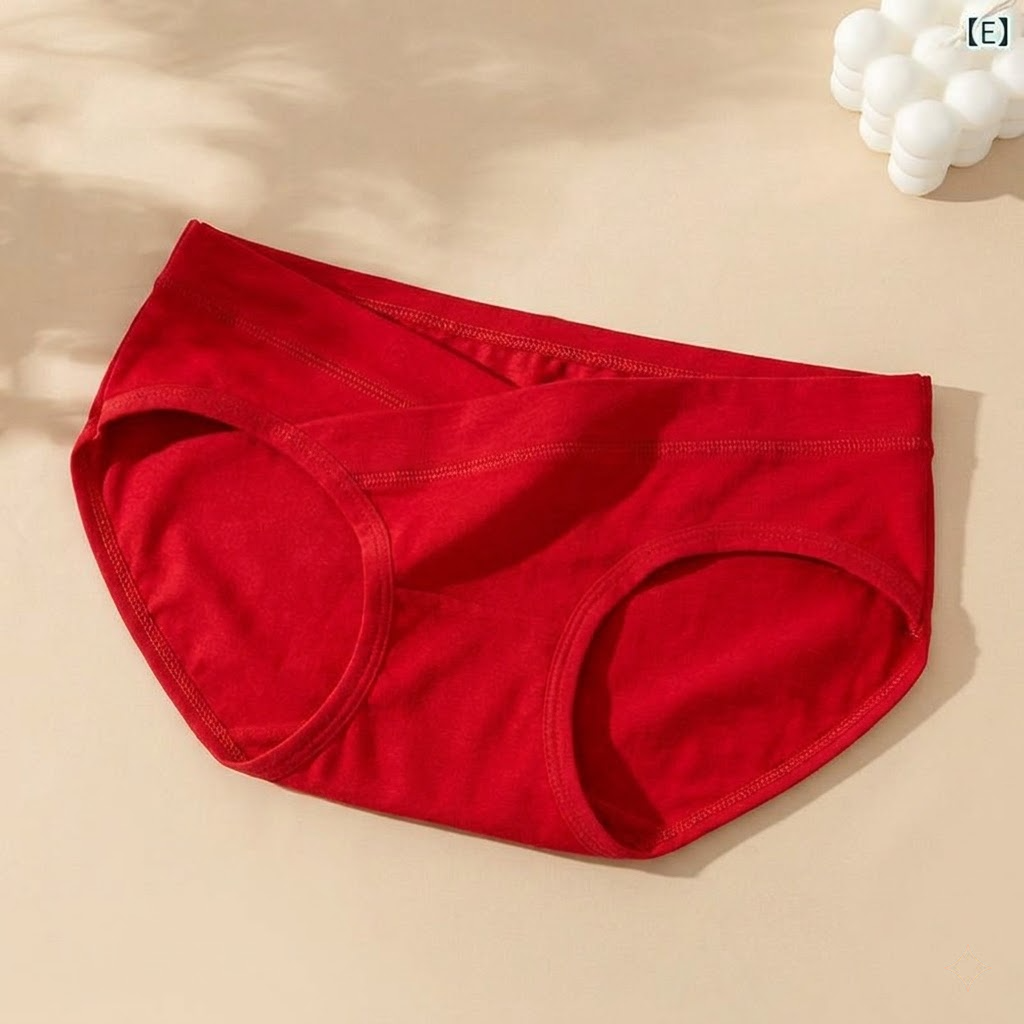 Maternity Crossover V-Shape Panty- Vibrant Red