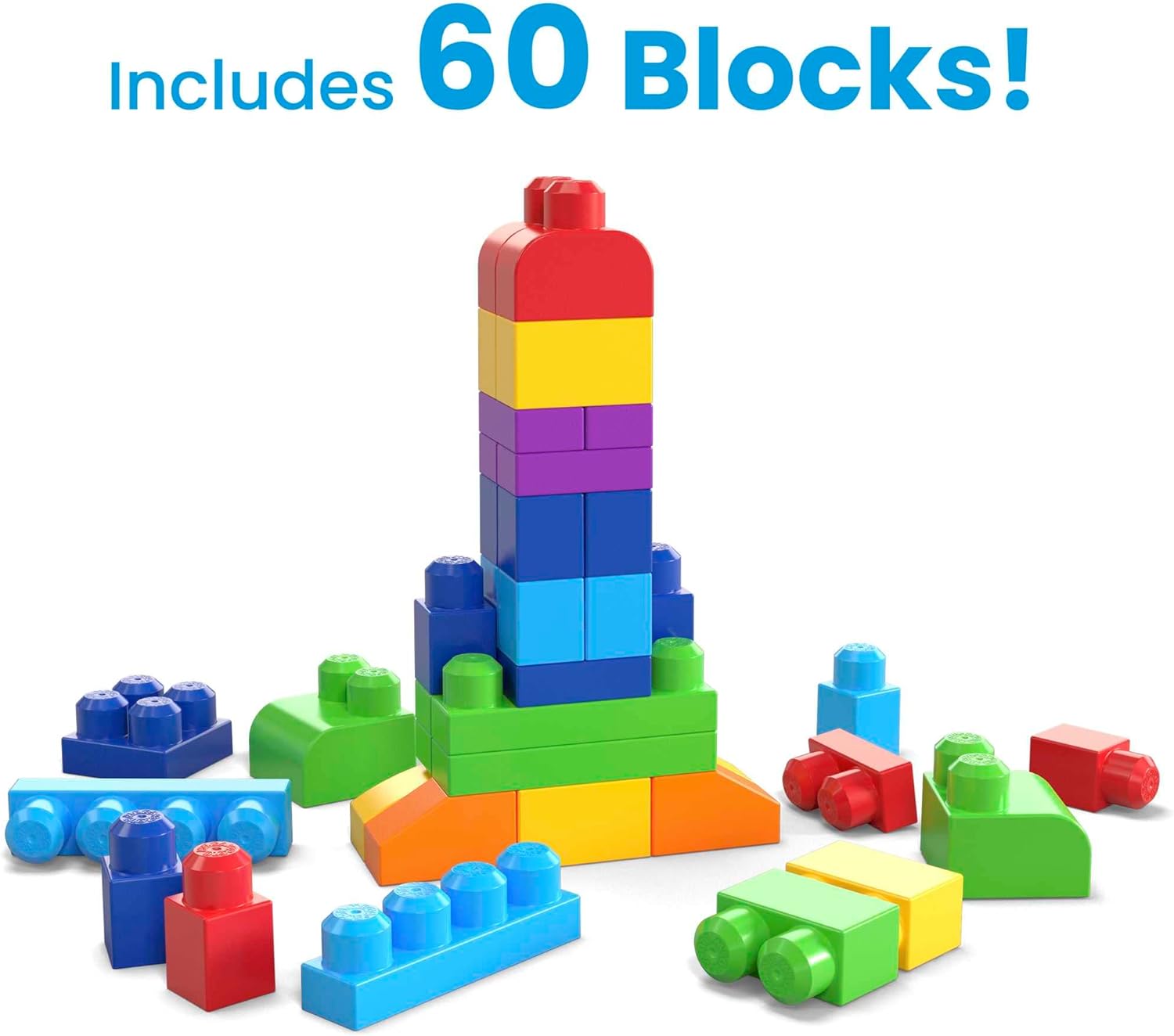 Mega Bloks DCH55 First Builders Big Building Bag Blue- 60 Bloks