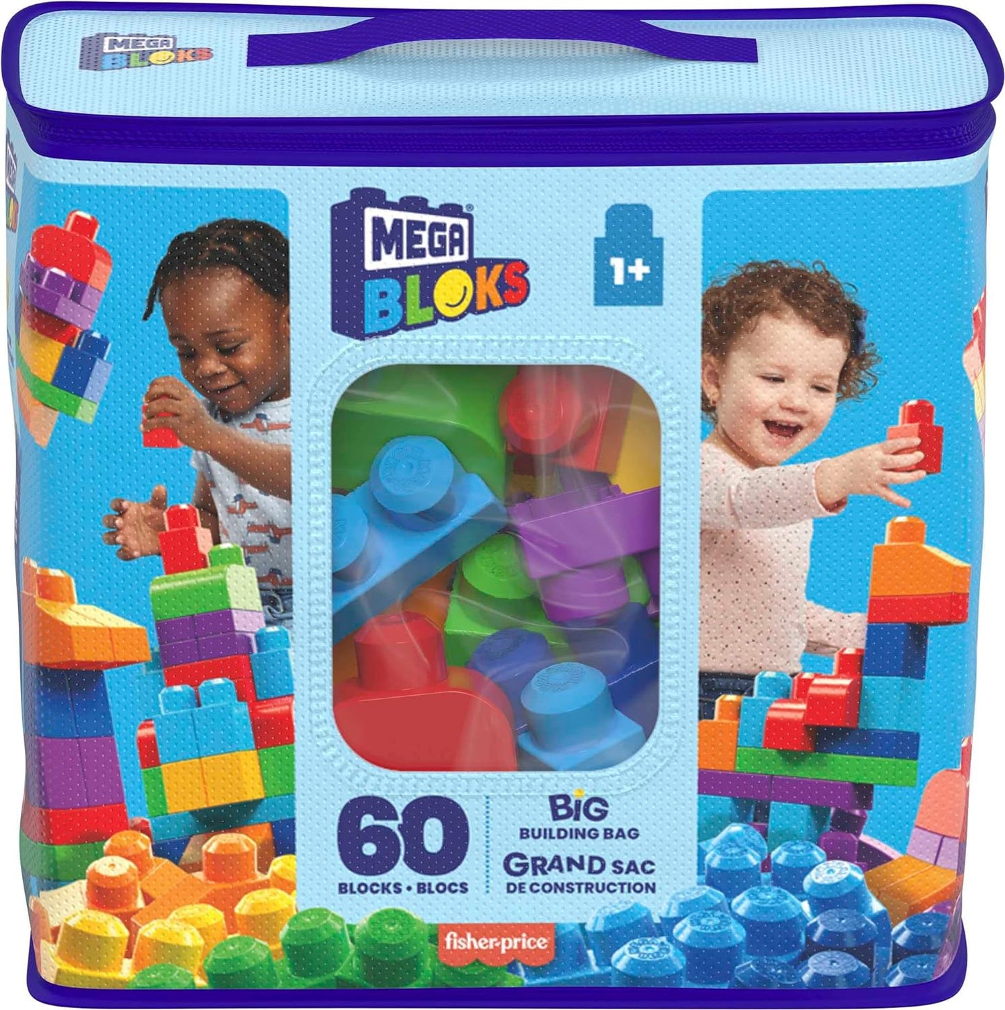 Mega Bloks DCH55 First Builders Big Building Bag Blue- 60 Bloks