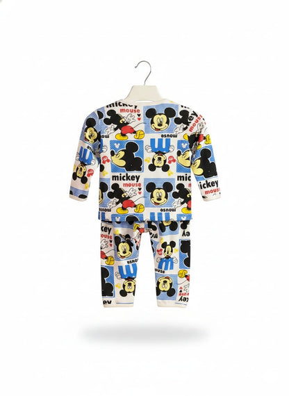 Mickey Mouse Print Long-Sleeve Baby Nightsuit (UNX) 9-12m
