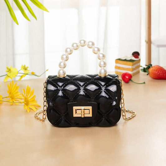 Mini Jelly Purse Flap with Pearls Top Handle Handbag