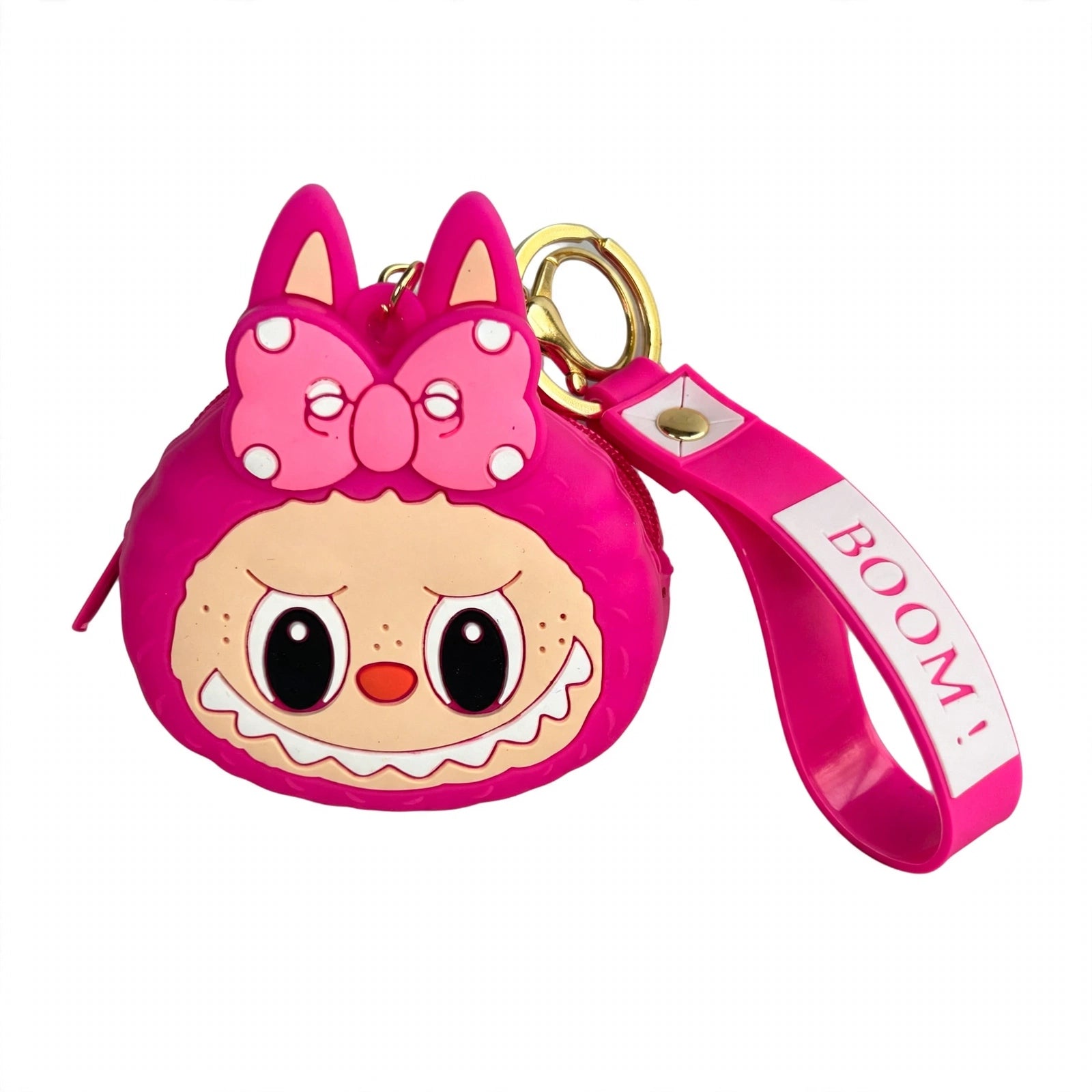 Mini Silicone Cute Labubu Coin Pouch Keyring- Pink