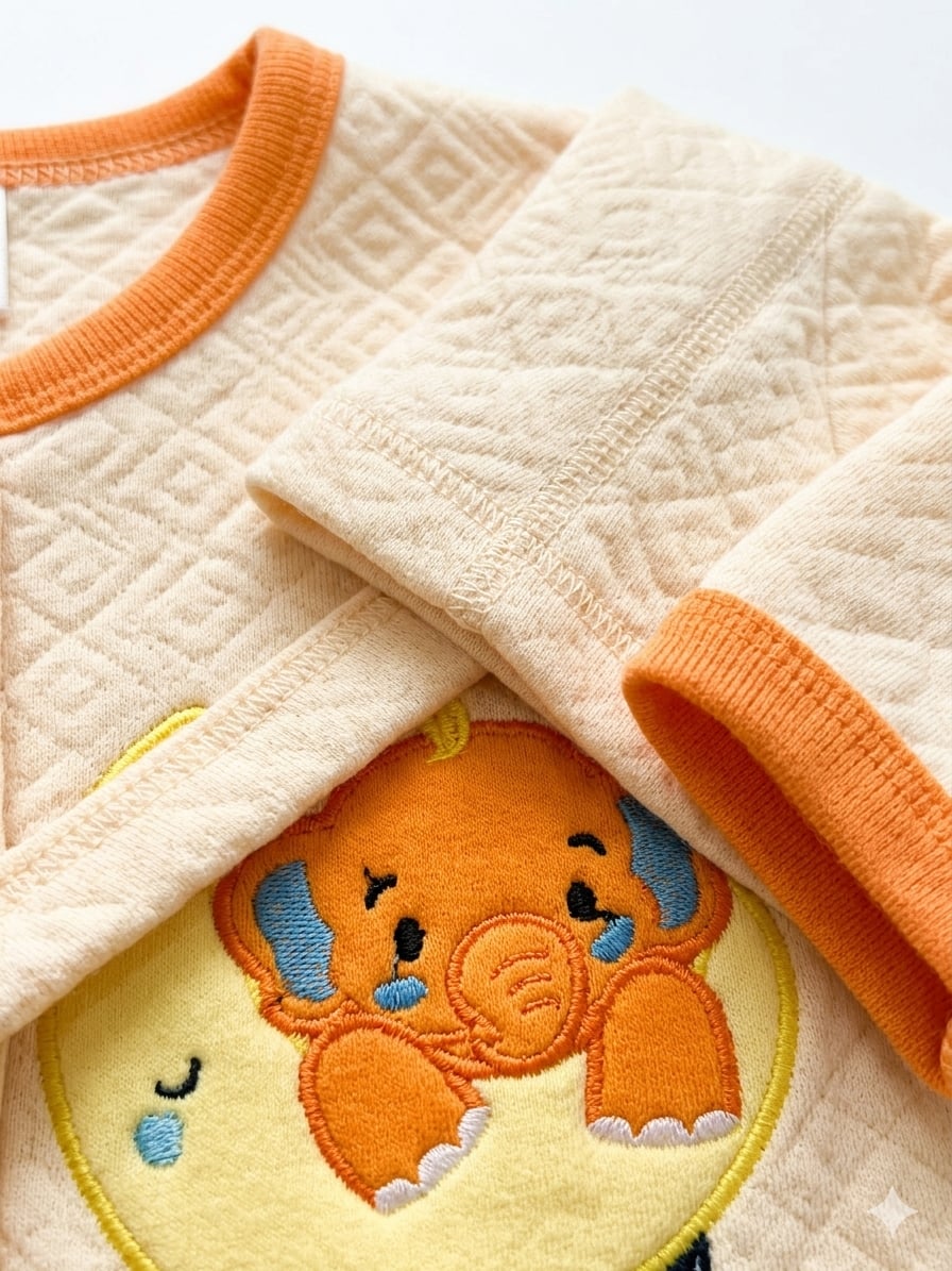 Moon and Elephant Applique Baby Nightsuit (UNX) 6m-18m
