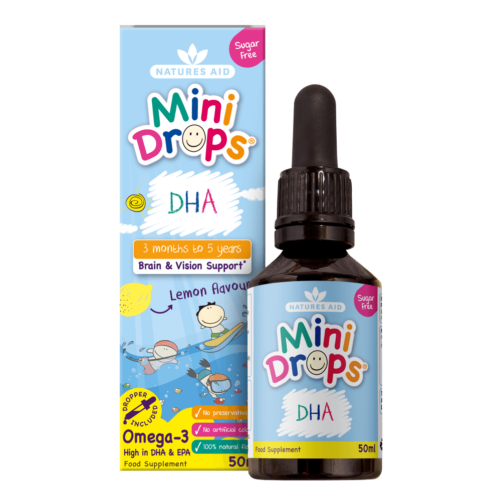 Natures Aid Mini Drops DHA Omega 3 Lemon Flavour 50ml