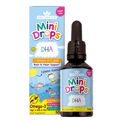 Natures Aid Mini Drops DHA Omega 3 Lemon Flavour 50ml