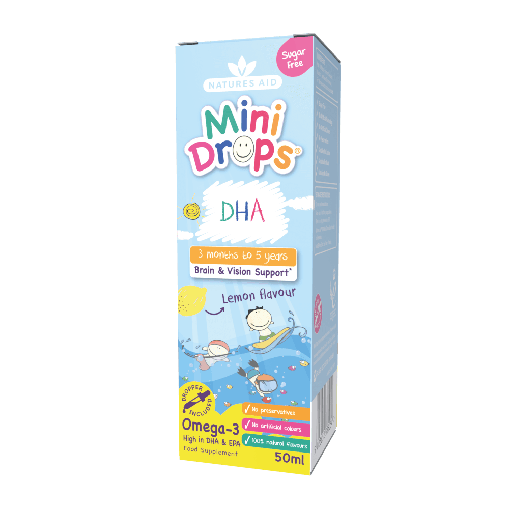 Natures Aid Mini Drops DHA Omega 3 Lemon Flavour 50ml