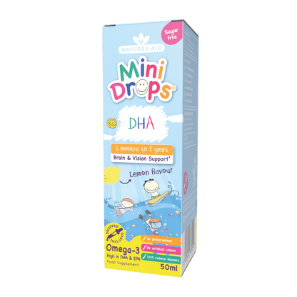 Natures Aid Mini Drops DHA Omega 3 Lemon Flavour 50ml