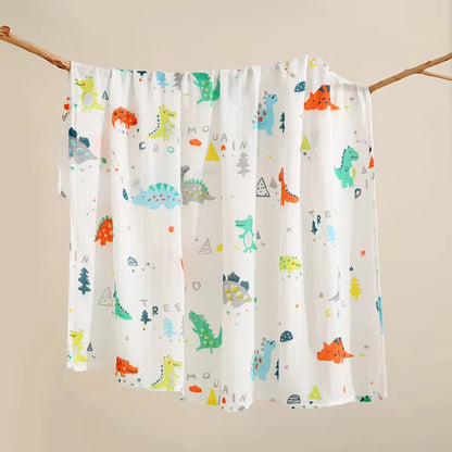 Newborn Bamboo Fiber Cotton Muslin Swaddle Wrap- Dinosaur (2)