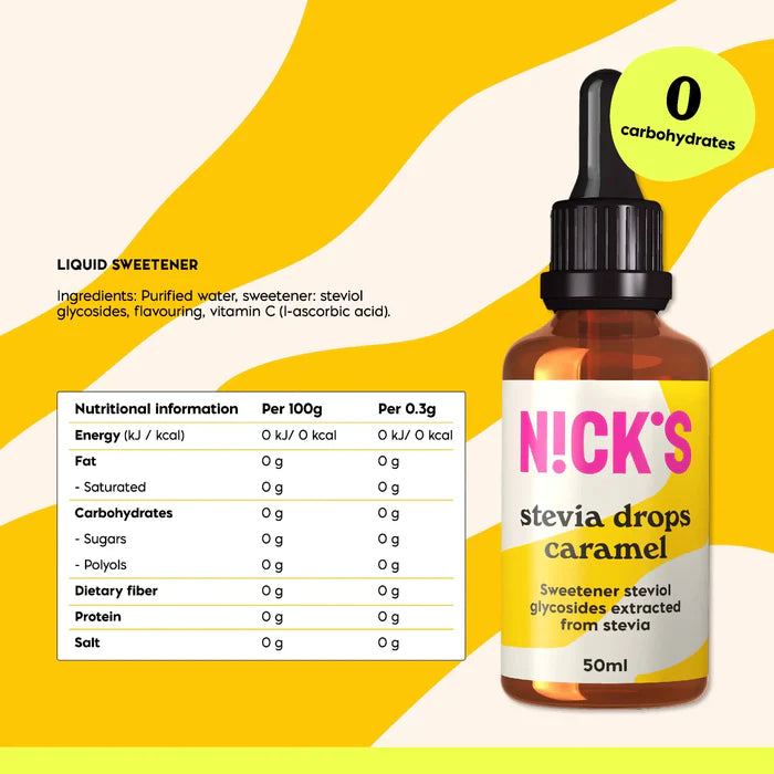 Nick's Stevia Drops- Caramel 50ml