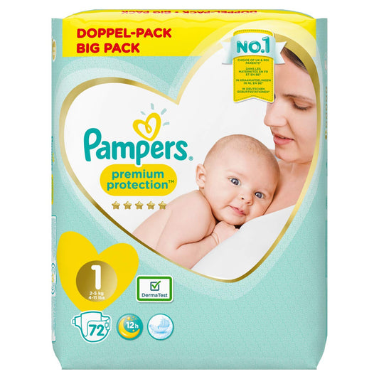 Pampers Premium Protection Baby Diaper Size 1 Belt (2-5 kg) 72 Pcs