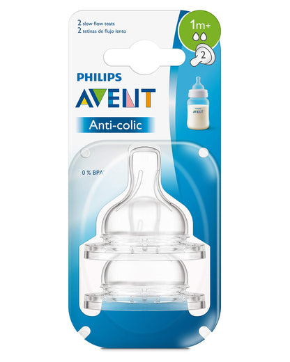 Philips Avent Anti-Colic Slow Flow Teat (1m+)- 2 Pcs