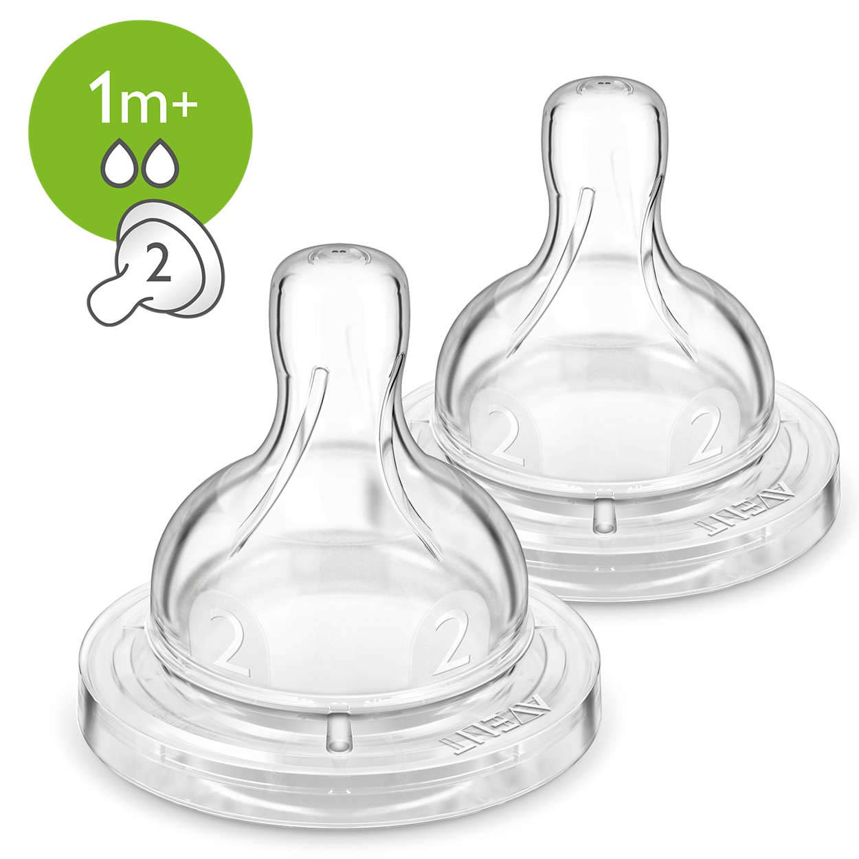 Philips Avent Anti-Colic Slow Flow Teat (1m+)- 2 Pcs