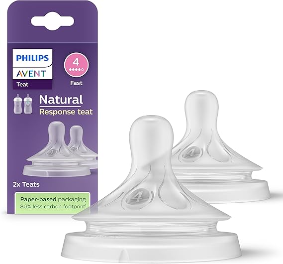 Philips Avent Natural Response Teats Fast Flow Level 4 (3M+)- 2 Pcs