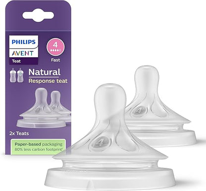 Philips Avent Natural Response Teats Fast Flow Level 4 (3M+)- 2 Pcs