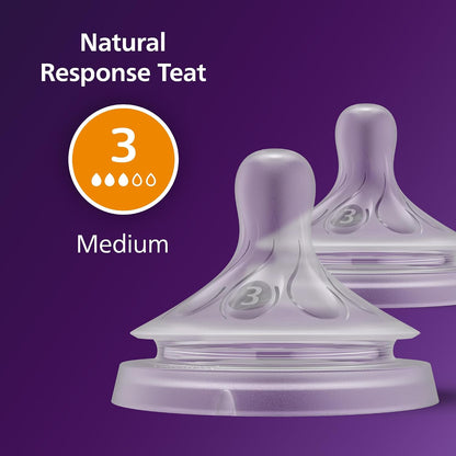 Philips Avent Natural Response Teats Medium Flow Level 3 (1m+)- 2 Pcs
