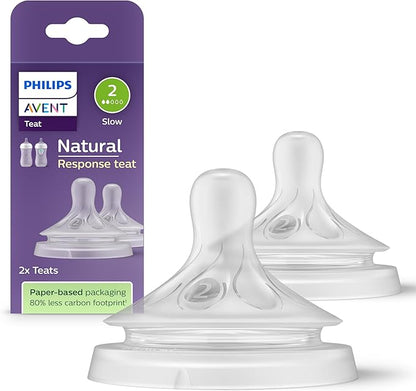 Philips Avent Natural Response Teats Slow Flow Level 2 (0M+)- 2 Pcs
