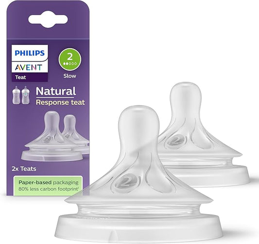 Philips Avent Natural Response Teats Slow Flow Level 2 (0M+)- 2 Pcs