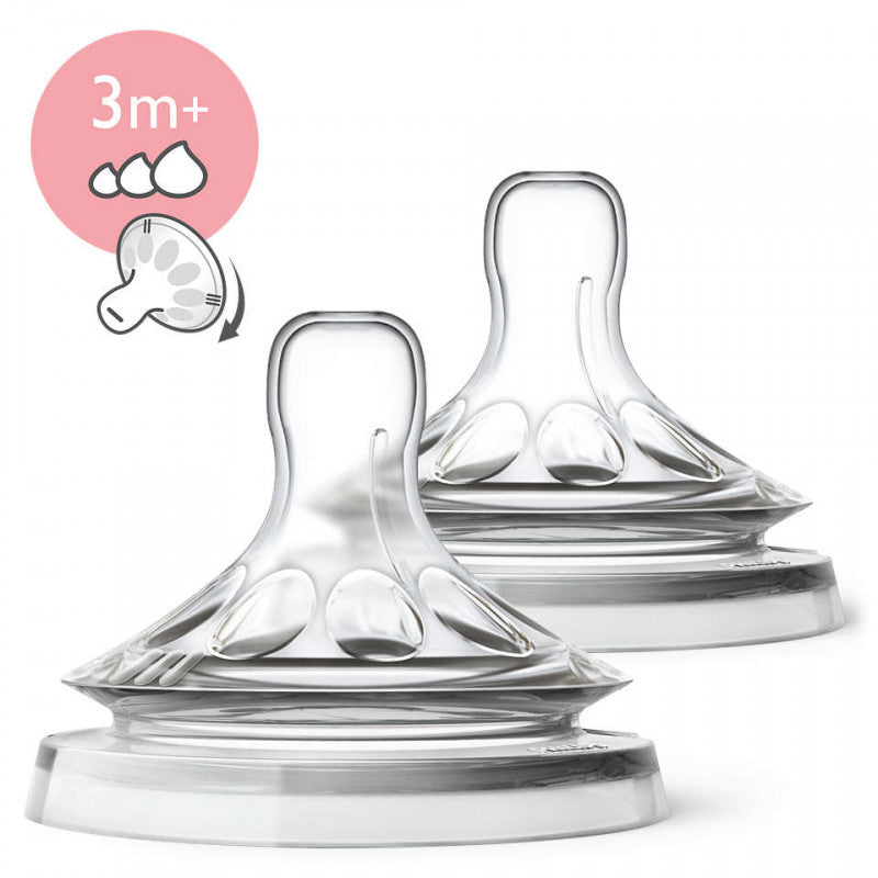 Philips Avent Natural Variable Flow Teats (3m+)- 2 Pcs