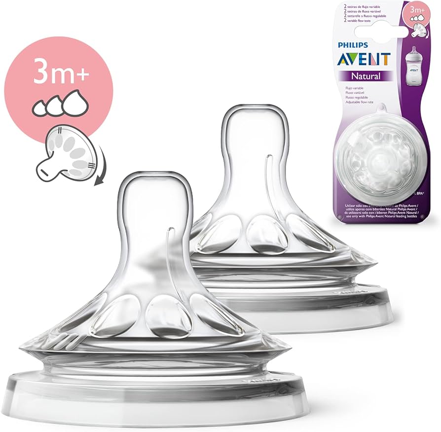 Philips Avent Natural Variable Flow Teats (3m+)- 2 Pcs