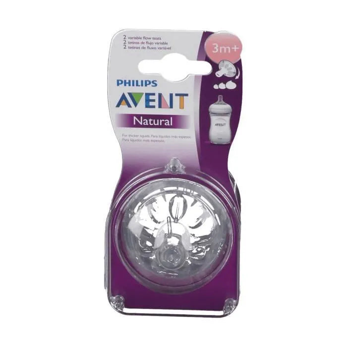 Philips Avent Natural Variable Flow Teats (3m+)- 2 Pcs