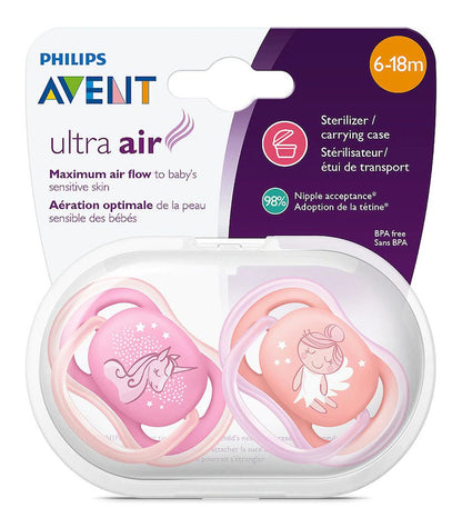 Philips Avent Ultra Air Soother (6-18m)-2 Pcs, Pink