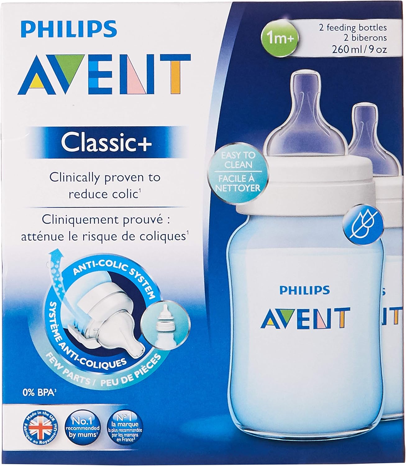 Philips Avent Classic+ Baby Bottle 2pcs 260ml (1m+)