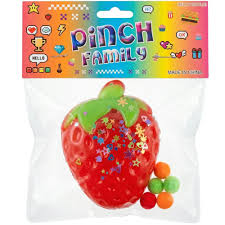 Pinch Family Strawberry Shaped Squishy Toy 3Y+