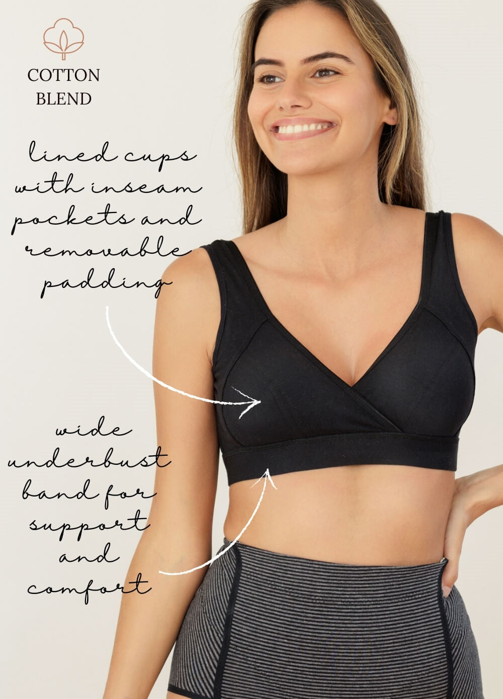 Piper Jersey Crossover Nursing Bra- Black (M)