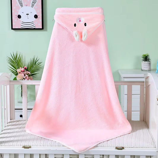 Premium Quality Customized New Style Soft and Fluffy Baby Hooded Organic Beach Towels Bath Towel sets- Pink