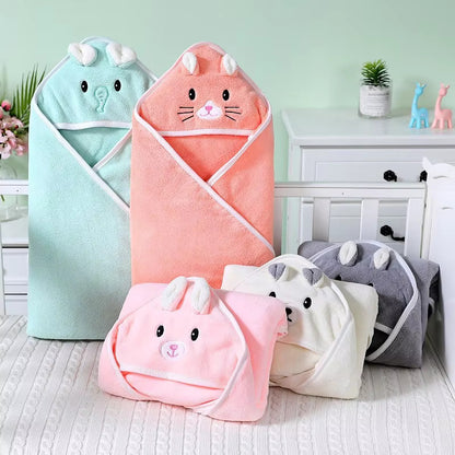 Premium Quality Customized New Style Soft and Fluffy Baby Hooded Organic Beach Towels Bath Towel sets- Blue