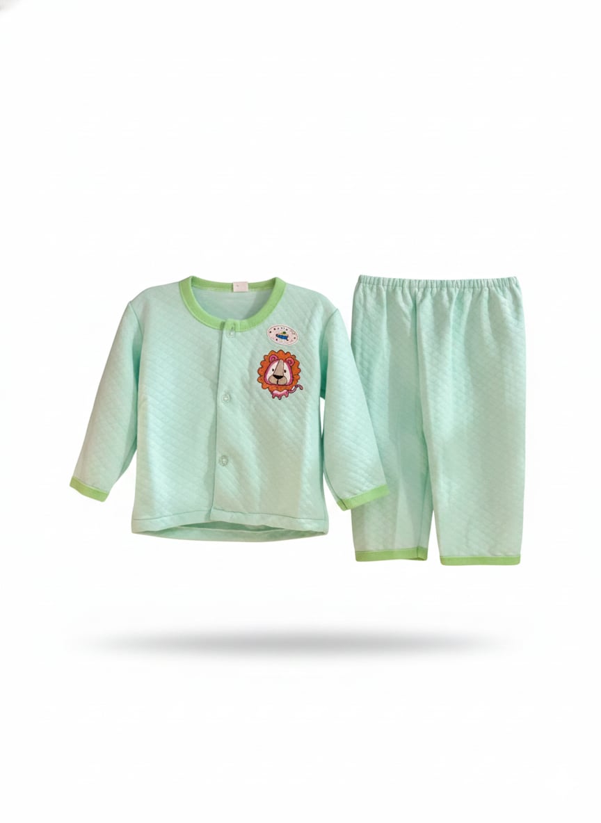 Quilted Lion Applique Baby Nightsuit (UNX) 12-18m-Light Green