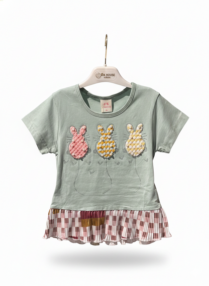 Rhinestone Beads Girl Baby Party Top (12-18M)- Pastle