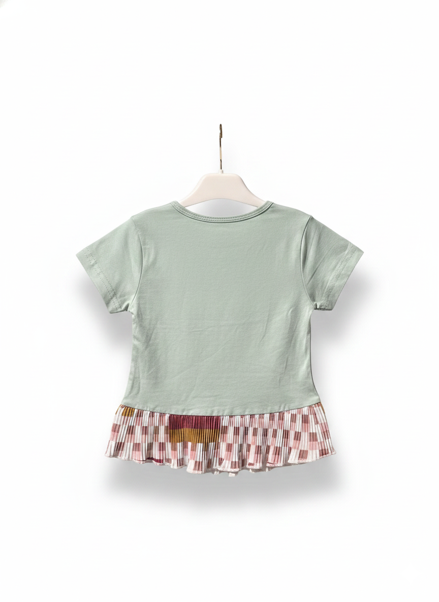 Rhinestone Beads Girl Baby Party Top (12-18M)- Pastle