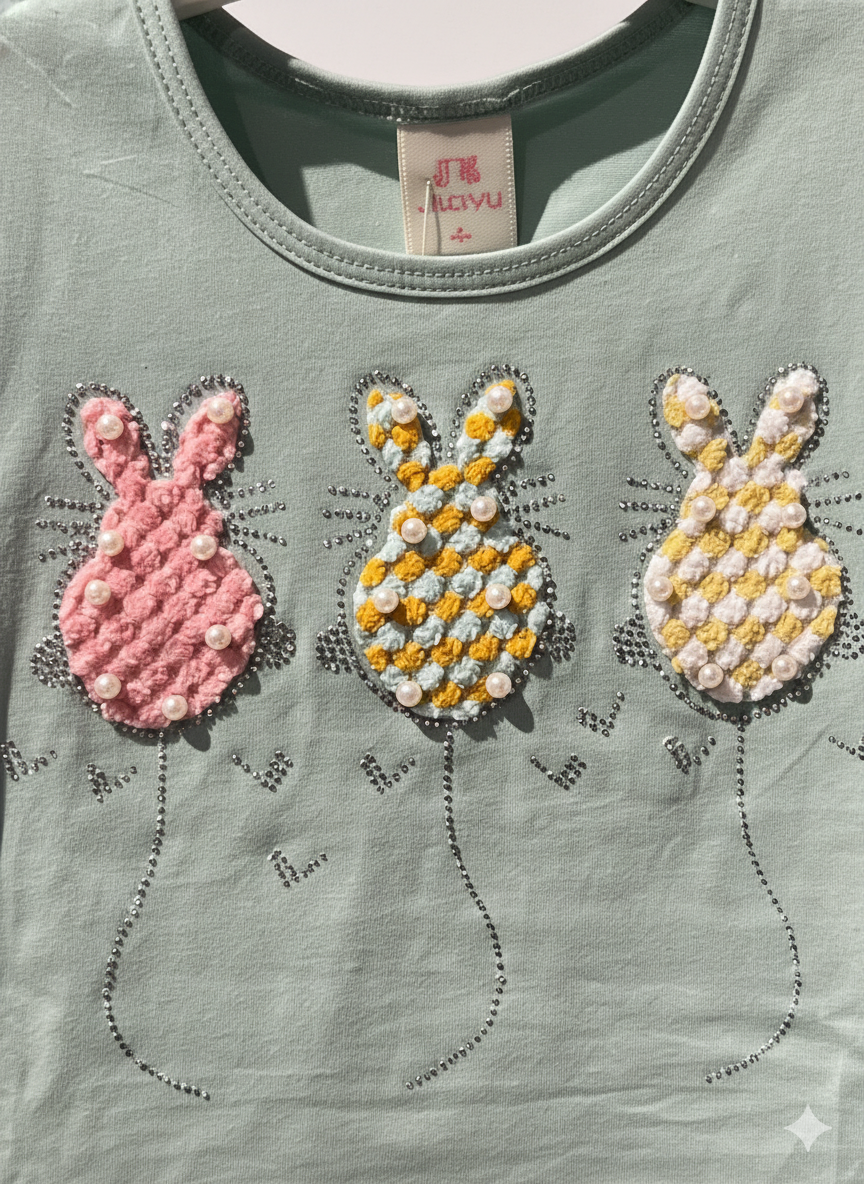 Rhinestone Beads Girl Baby Party Top (12-18M)- Pastle