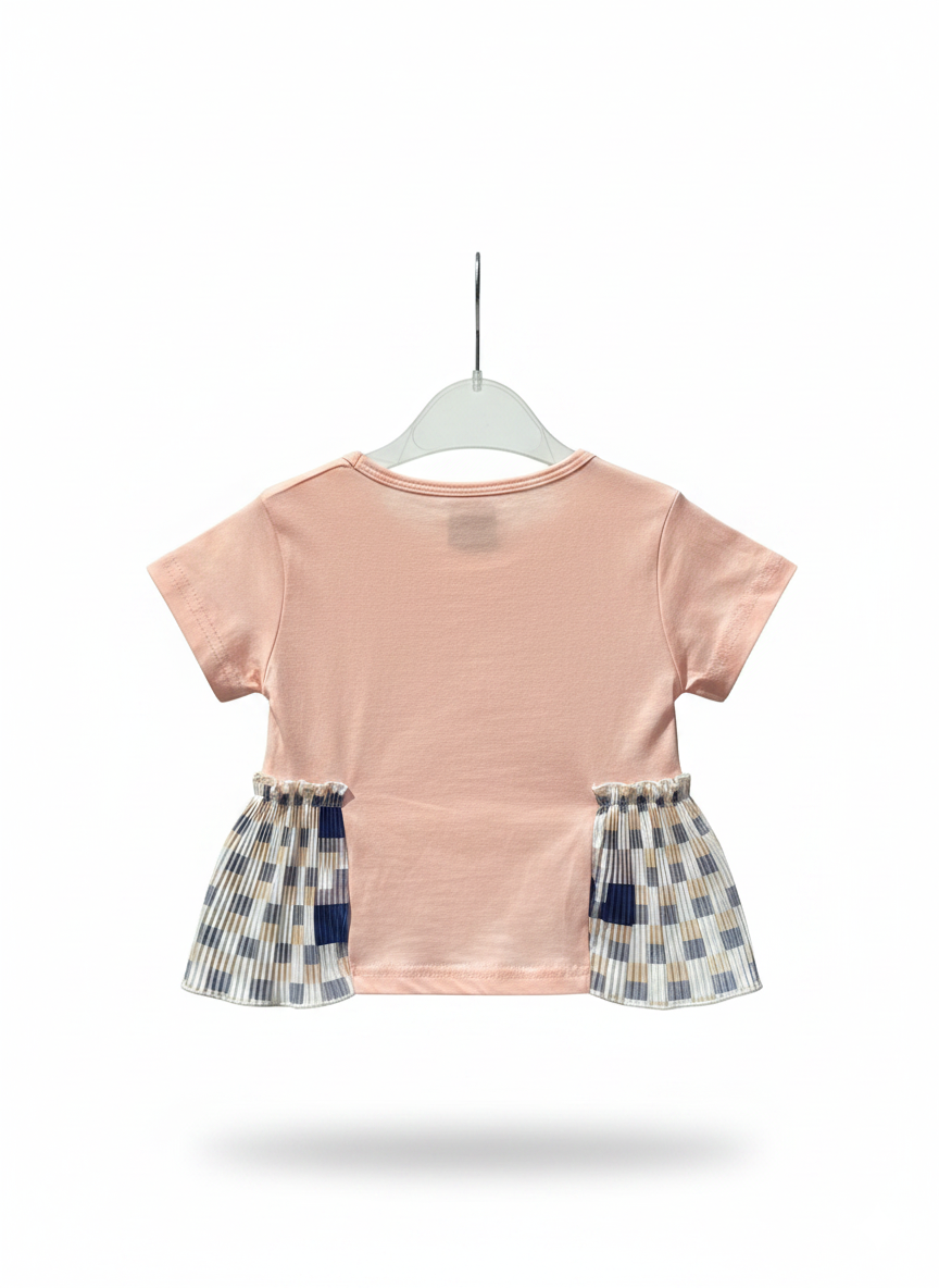 Rhinestone Beads Girl Baby Party Top (6M-18M)- Heart Peachy