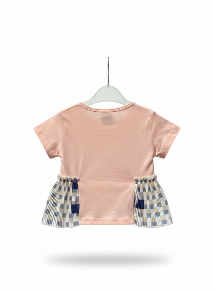 Rhinestone Beads Girl Baby Party Top (6M-18M)- Heart Peachy