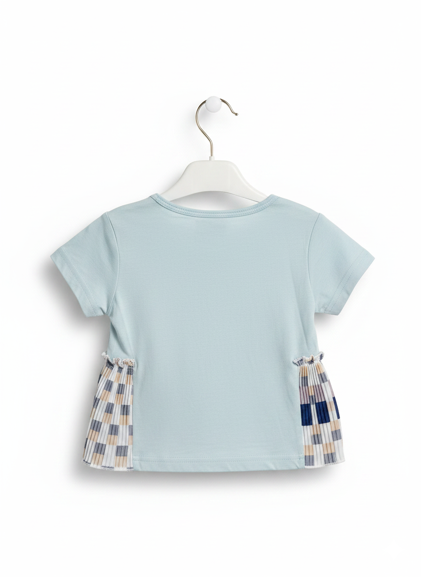 Rhinestone Beads Girl Baby Party Top (6M-4Y)- Dusty Blue