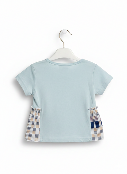 Rhinestone Beads Girl Baby Party Top (6M-4Y)- Dusty Blue
