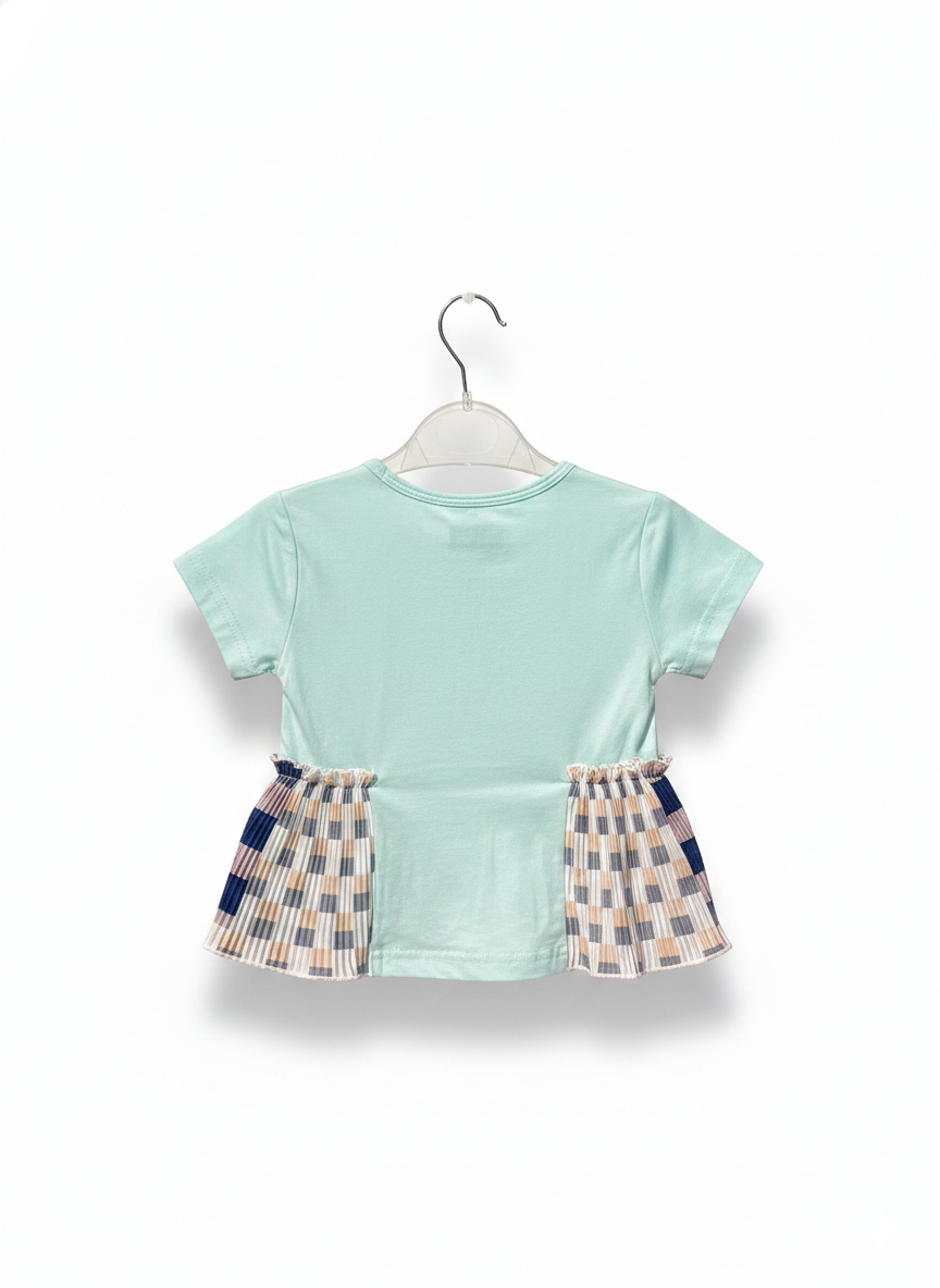 Rhinestone Beads Girl Baby Party Top (6M-4Y)- Pastel Blue