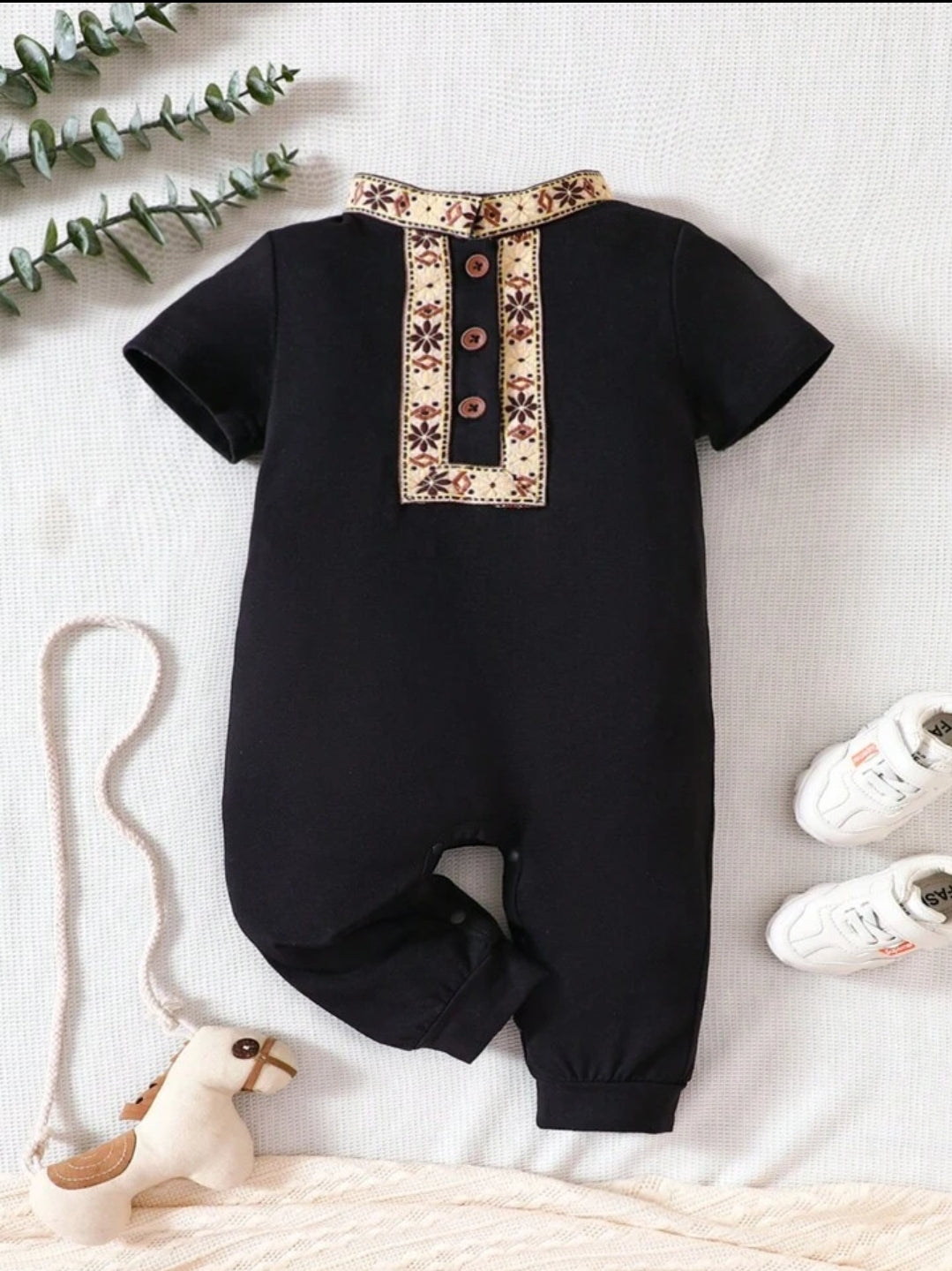 Baby Boy Contrast Tape Button front Panjabi Style Romper Dress SBRP09