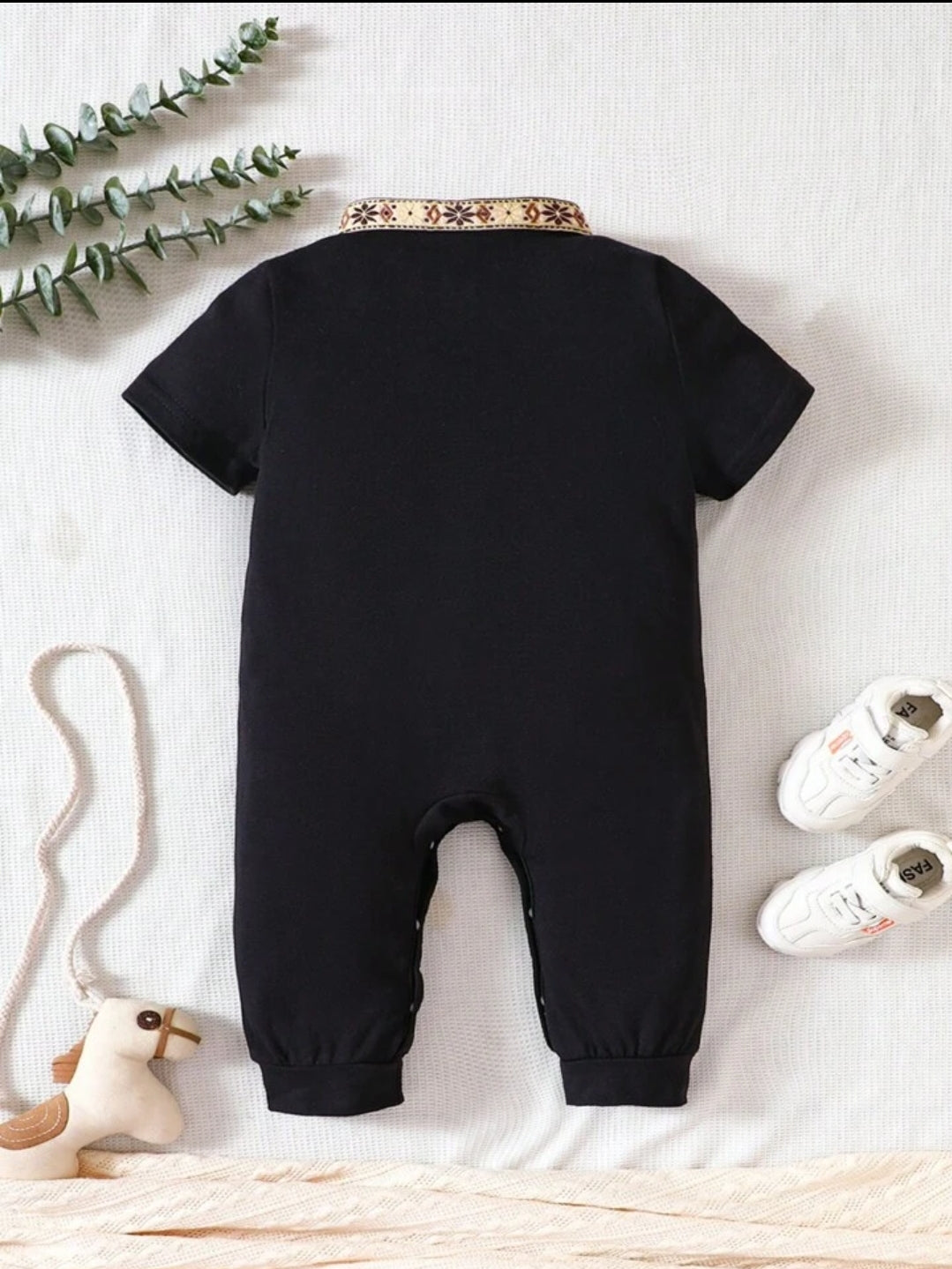 Baby Boy Contrast Tape Button front Panjabi Style Romper Dress SBRP09