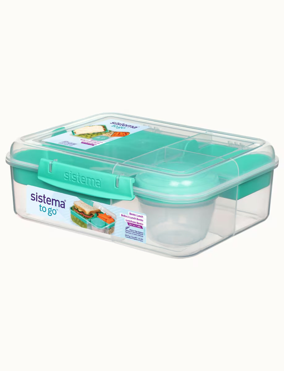 Sistema Bento Lunch Box To Go With Yogurt Pot 1.65L- Minty Teal