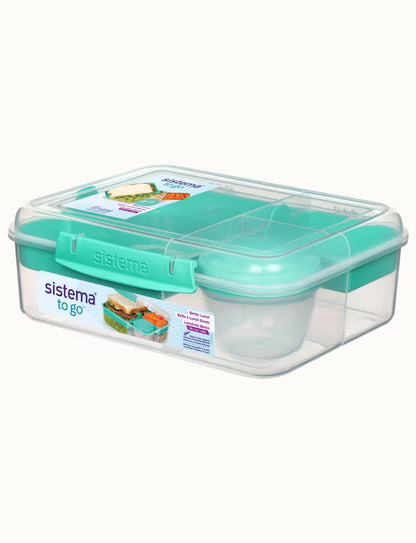 Sistema Bento Lunch Box To Go With Yogurt Pot 1.65L- Minty Teal