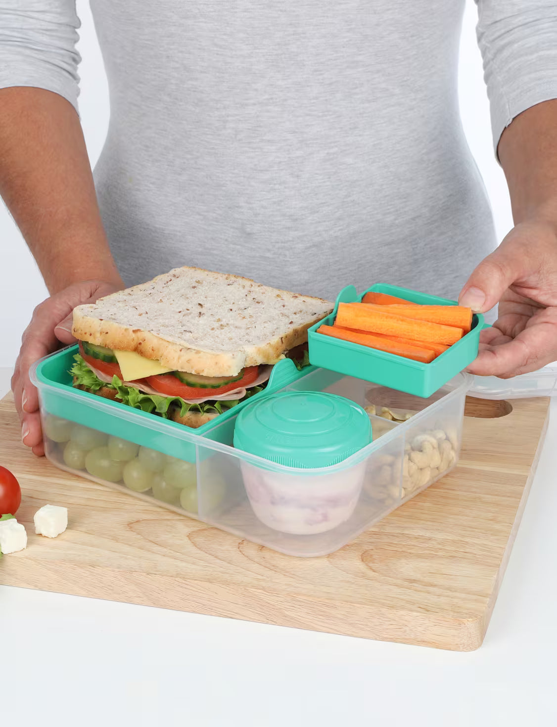 Sistema Bento Lunch Box To Go With Yogurt Pot 1.65L- Minty Teal