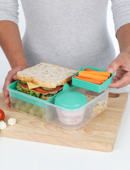 Sistema Bento Lunch Box To Go With Yogurt Pot 1.65L- Minty Teal