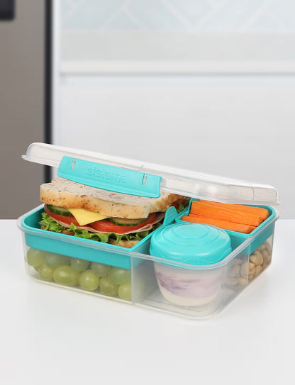 Sistema Bento Lunch Box To Go With Yogurt Pot 1.65L- Minty Teal