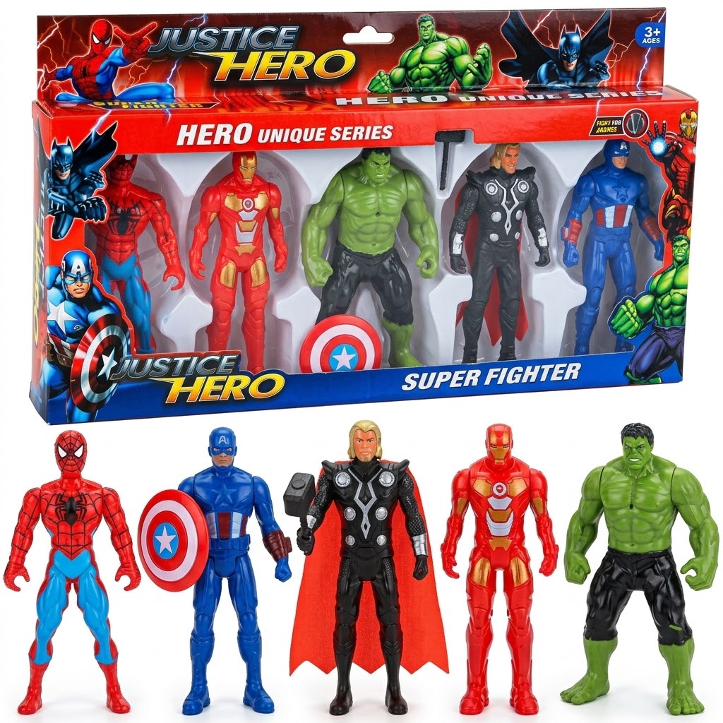 Superhero Action Figure Set 5 Pcs (11.5cm) 3Y+