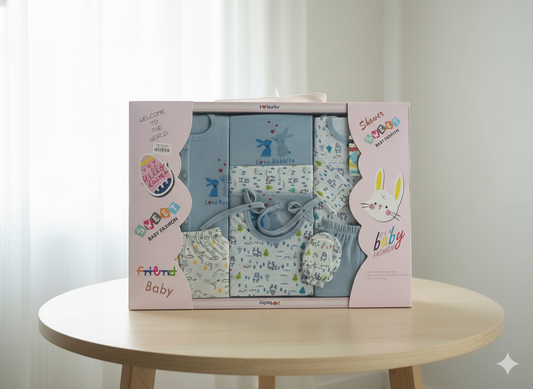 Sweet Newborn Baby Clothes Gift Set (Sky Blue) - 9pcs