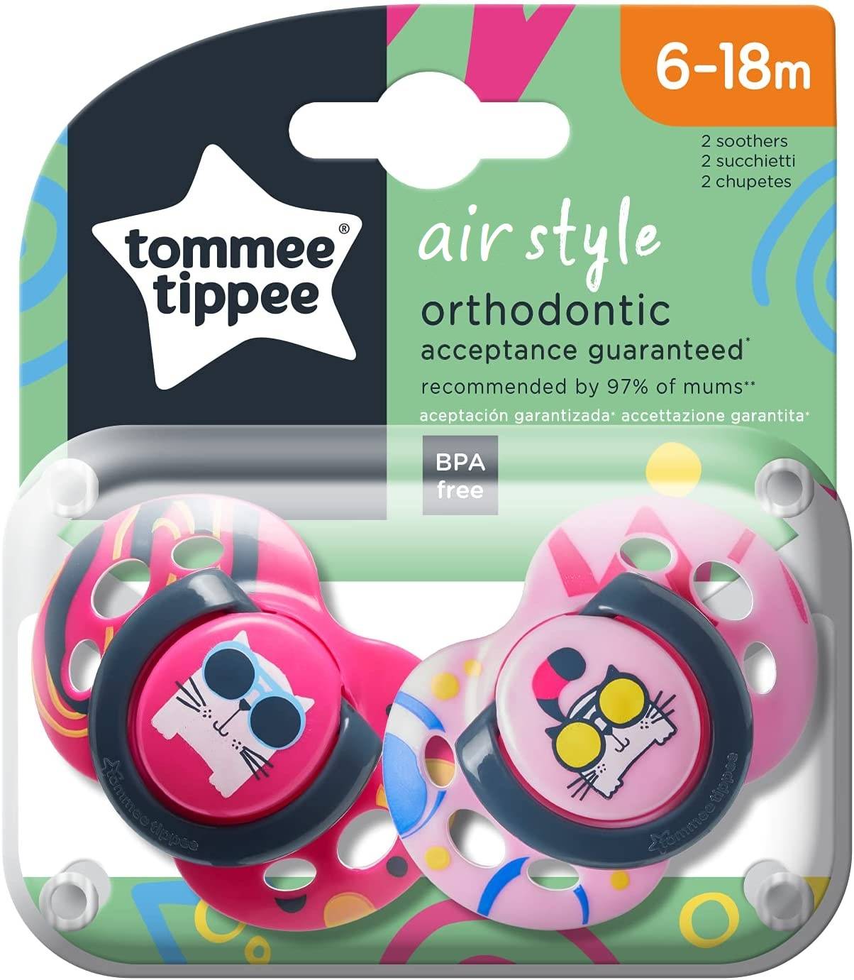 Tommee Tippee Air Style Soothers (6-18 Months)- 2Pcs