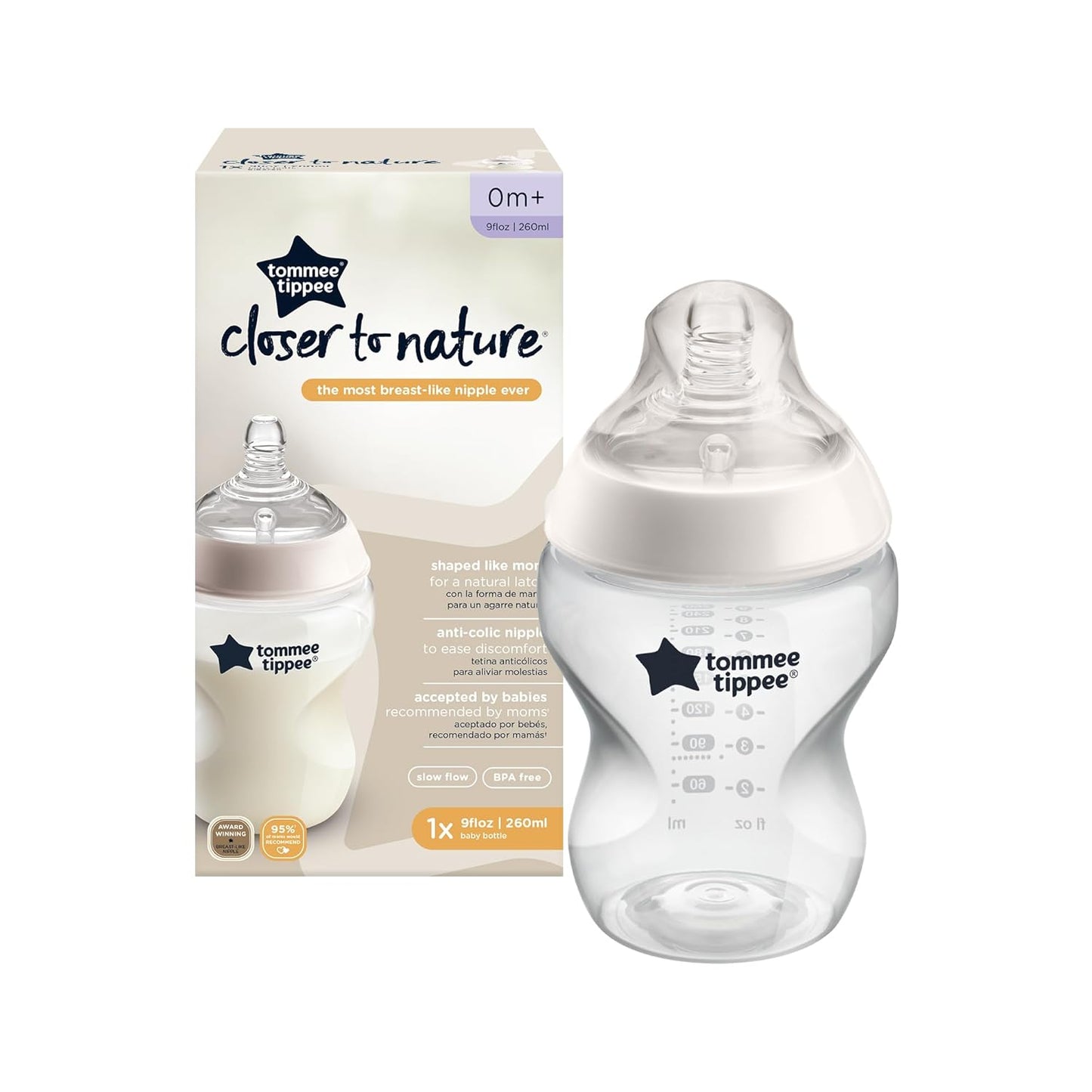 Tommee Tippee Closer To Nature Baby Bottle (0m+) 260ml